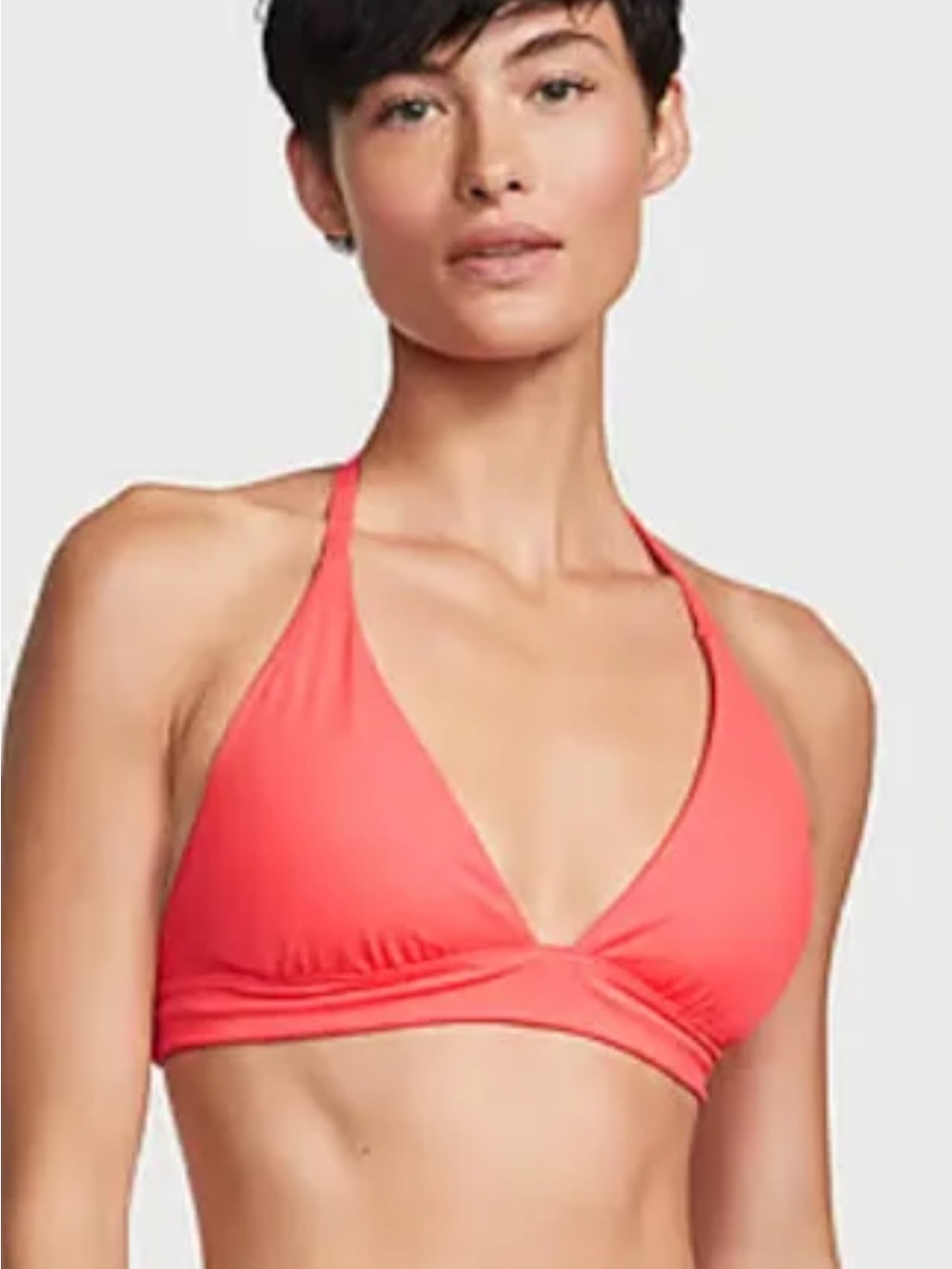 Victoria's Secret Ribbed Triangle Bikini Top in Coral